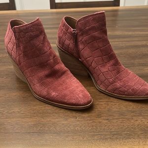 Lucky Brand suede snake print booties